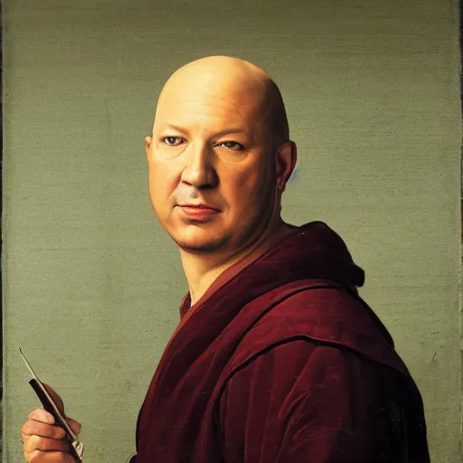 Prompt: a renaissance style portrait painting of Evan Handler