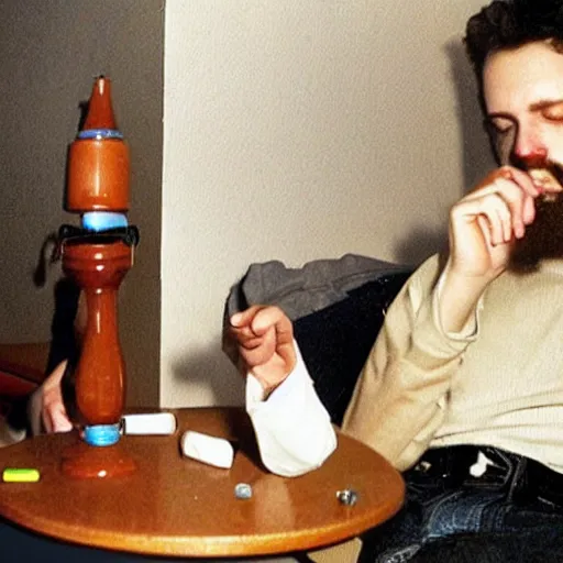 Image similar to jesus christ smoking bong in college dorm