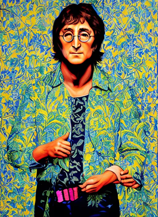 Image similar to painting of John Lennon by Kehinde Wiley