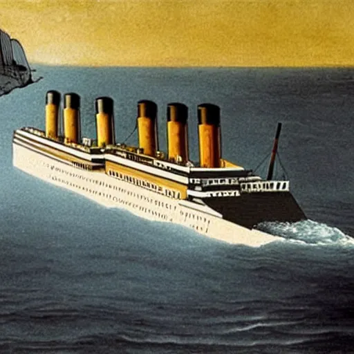 Prompt: titanic sunk to ocean