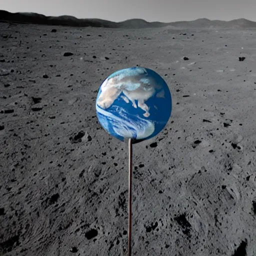 Image similar to for sale sign on the moon with the earth in the background sky