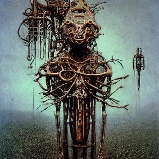 Prompt: an organic biomechanical machine by Beksinski