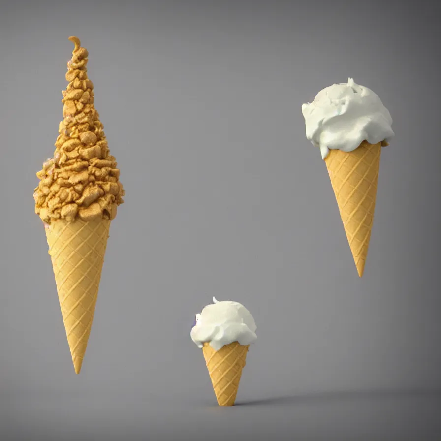 Image similar to 3 d render of a cute ice cream cone