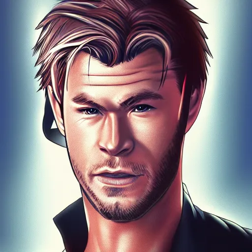 Prompt: Anime portrait of Chris Hemsworth, trending on artstation, artstationHD, artstationHQ, anime style, 4k, 8k