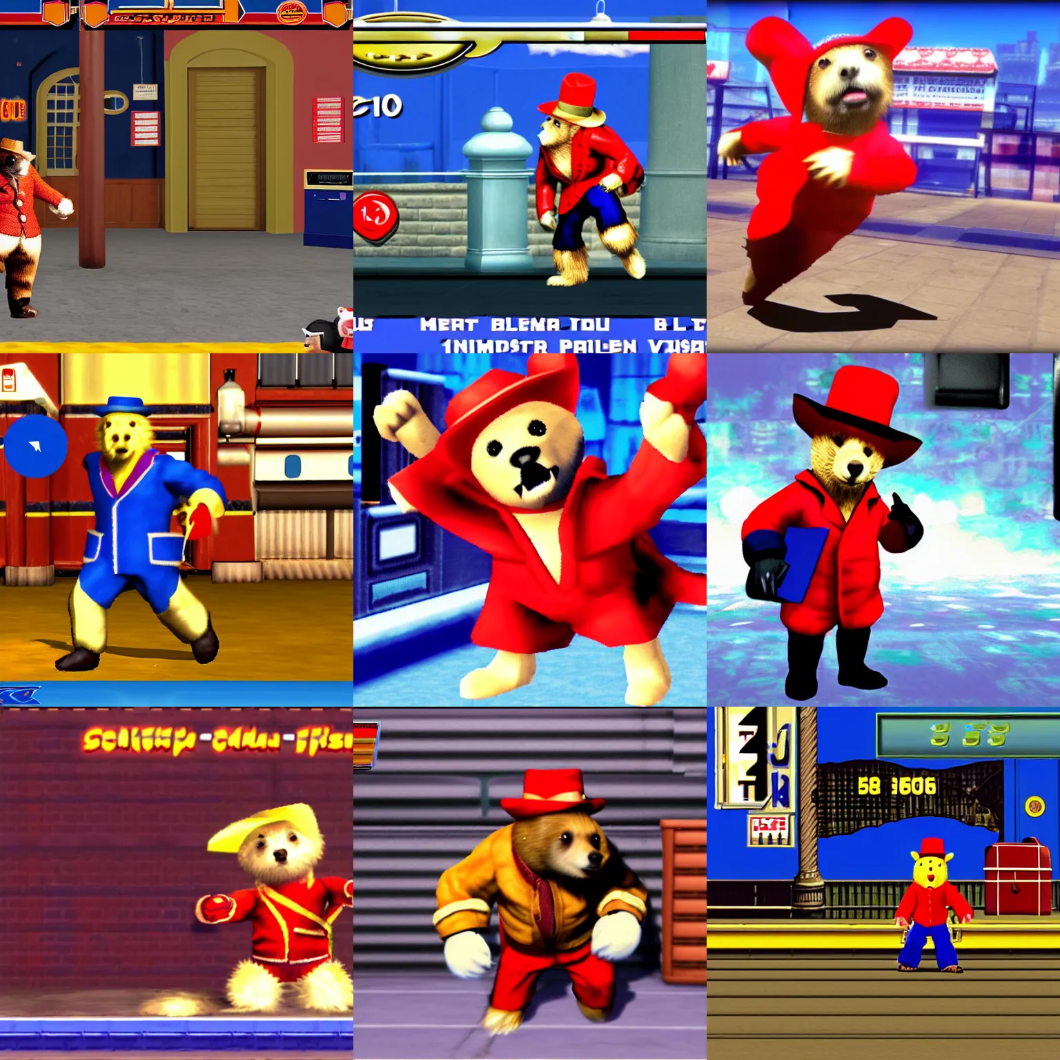 Prompt: screenshot of paddington in virtua fighter, sega, arcade