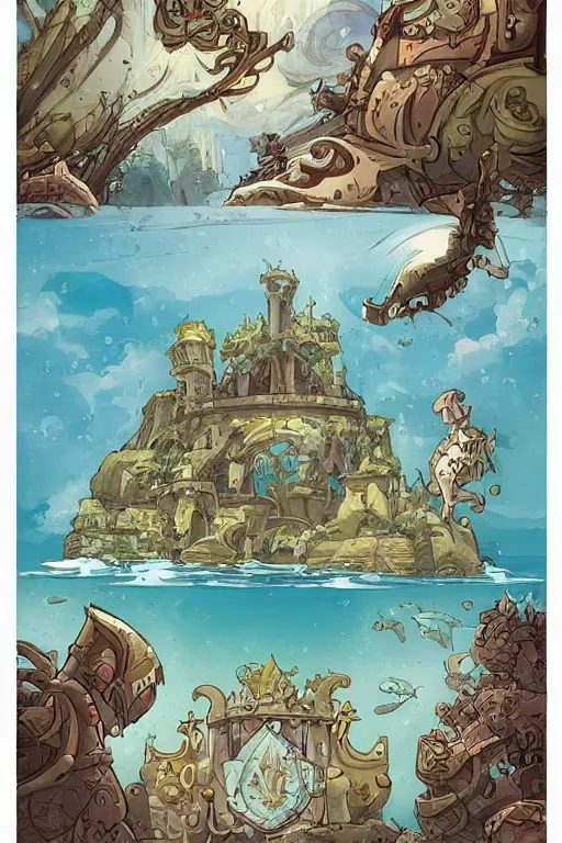 Prompt: the legend of king arthur ruins by the sea fantasy by brian kesinger