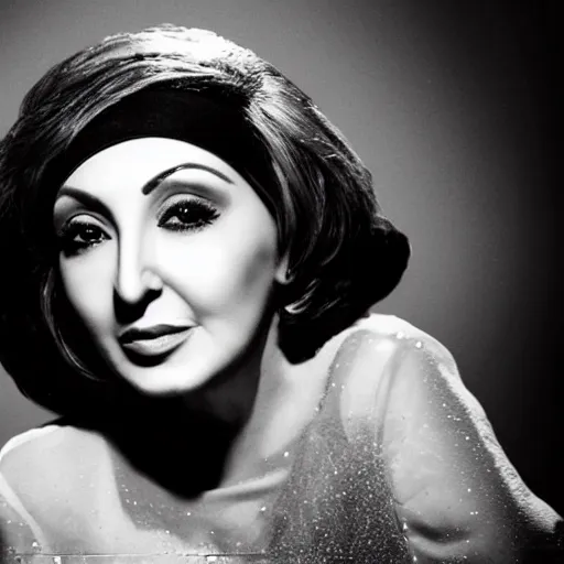 Prompt: a portrait photo of googoosh