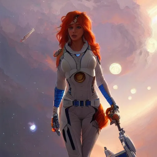 Image similar to ultra realistic illustration, bella thorne starship commander, intricate, elegant, highly detailed, digital painting, artstation, concept art, smooth, sharp focus, illustration, art by artgerm and greg rutkowski and alphonse mucha