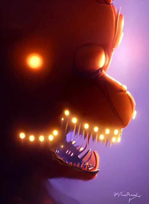 Prompt: portrait of freddy fazbear, intricate, elegant, glowing lights, highly detailed, digital painting, artstation, concept art, sharp focus, illustration, art by wlop, mars ravelo and greg rutkowski