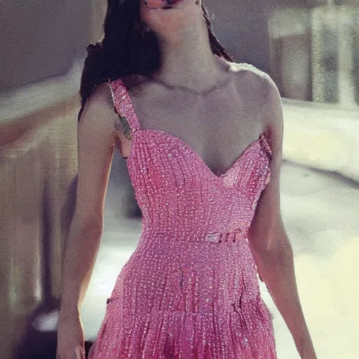 Prompt: woman in pink dress, ultra realistic