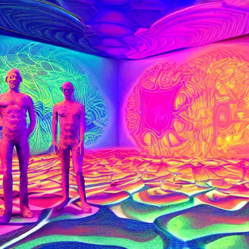 Prompt: a psychedelic 3 d octane render of a dmt trip by jonathan solter and alex grey, hyperrealistic, dramatic lighting, 8 k, unreal engine