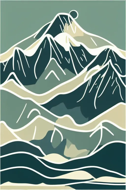 Image similar to minimalist boho style art of large mountains, illustration, vector art