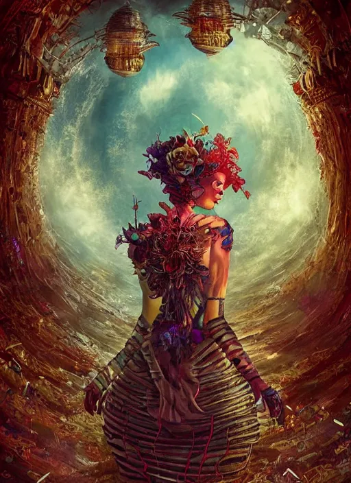 Image similar to queen of hearts, solarpunk style, highly detailed, cinematic, 8 k, by megan duncanson, benjamin lacombe, adrian borda, stanley artgermm, tom bagshaw, craig mullins, carne griffiths, ayami kojima, beksinski, giger, trending on deviantart, hyper detailed, horror, full of colour