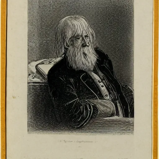 Image similar to an old man, engraving, 19 century