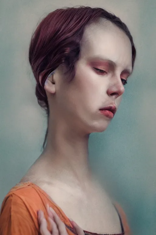 Image similar to portrait photography of a female by monia merlo, colorful.