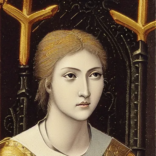 Image similar to Inquisition of most beautiful face young Jeanne d'Arc, extremely high detailed faces, photorealistic, cinematic