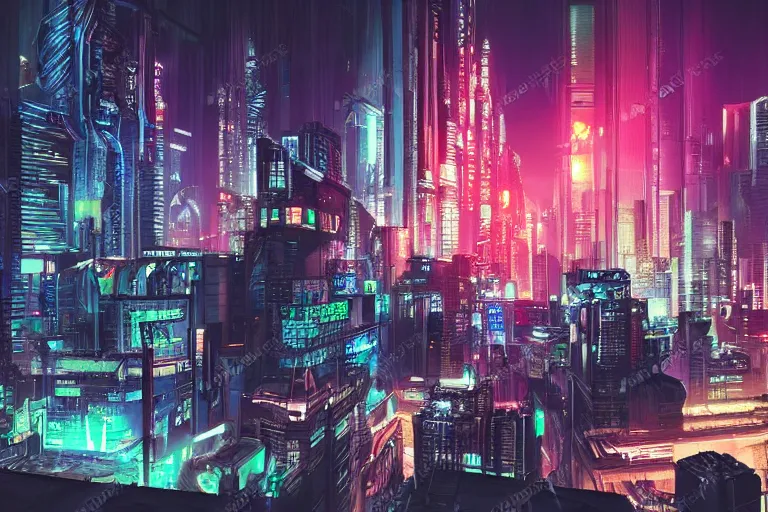 Image similar to studio photo of cyberpunk city at night, realistic