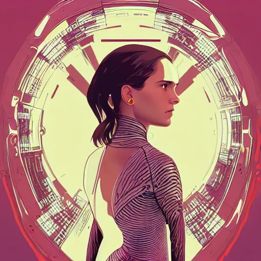 Image similar to Alicia Vikander gets a human body in Ex Machina, highly detailed, artstation, digital illustration, concept art, by Kyoto Animation and Studio Ghibli, by Ilya Kuvshinov and Alphonse Mucha