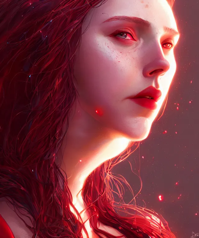 Prompt: Scarlet Witch, au naturel, portrait, full body, hyper detailed, digital art, trending in artstation, cinematic lighting, studio quality, smooth render, unreal engine 5 rendered, octane rendered, art style by klimt and nixeu and ian sprigger and wlop and krenz cushart