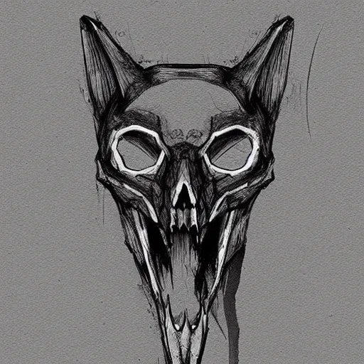 Image similar to a fox skull that contains a potion, stoppered. digital ink sketch. prop design. # digitalsketch # monochrome # sketch # ink # characterdesign # dndcharacter # charactersketch # characterconcept # conceptart