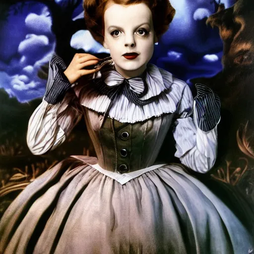 Prompt: portrait of alice in wonderland who looks like a young judy garland by salvador dali, detailed matte painting, 8 k resolution