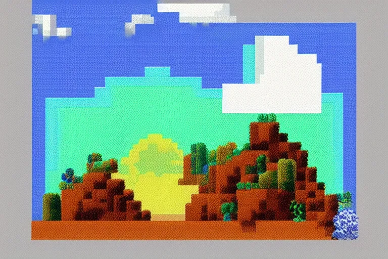 Image similar to pixel landscape, pixel evening, beautiful pixel cloud, beautiful pixel sky, quiet, no people, trending on artstation, trending on deviantart, pixelart, pixelperfect, pixel art, pixel, art of angrysnail, pixel game, indiegame