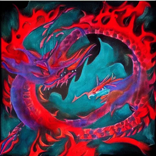 Image similar to “fire breathing dragon, abstract art”