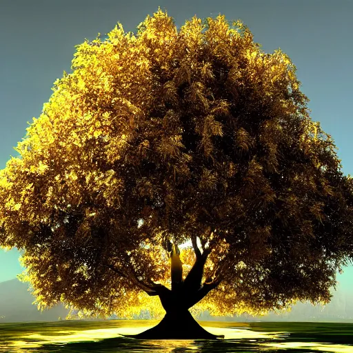 Image similar to the holy golden tree of life, cinematic, ultra detailed