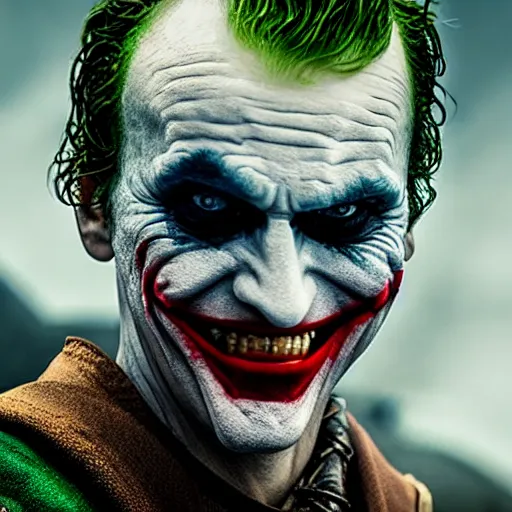 Prompt: The joker in Vikings 4K quality super realistic
