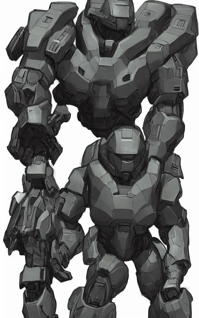 Prompt: concept art of heavy powered armor in the style of Halo/Mass Effect