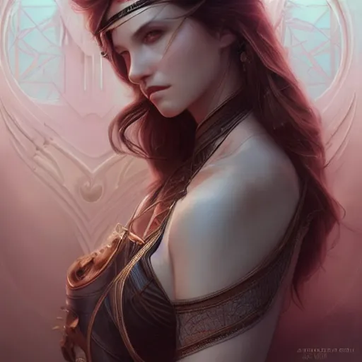 Prompt: Hyperrealistic beautiful sexy ethereal portrait, art nouveau, sci-fi, elegant, highly detailed, sharp focus, art by Artgerm and Greg Rutkowski and WLOP