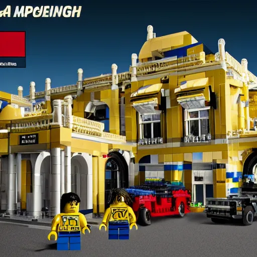 Image similar to mar - a - lago fbi search lego set, global illumination, photorealistic