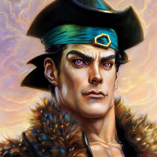 Image similar to Jotaro Kujo as a fantasy D&D character, portrait art by Donato Giancola and James Gurney, digital art, trending on artstation