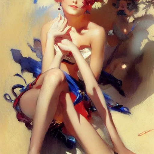 Image similar to a high fashion studio portrait of a cute anime girl, painting by gaston bussiere, craig mullins, j. c. leyendecker