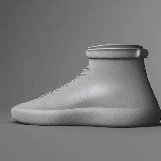 Prompt: a sneaker made of concrete, octane render,