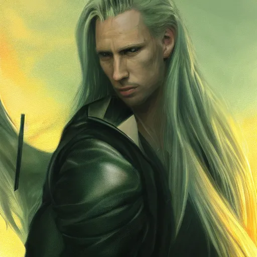 Prompt: menacing sephiroth portrait, atmospheric lighting, painted, intricate, volumetric lighting, beautiful, rich deep colors masterpiece, golden hour, sharp focus, ultra detailed, by leesha hannigan, ross tran, thierry doizon, kai carpenter, ignacio fernandez rios