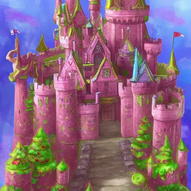 Prompt: castle made out of candy detailed scenery artwork, candy scenery artwork, fourth dimension, artstation!! pixiv!!