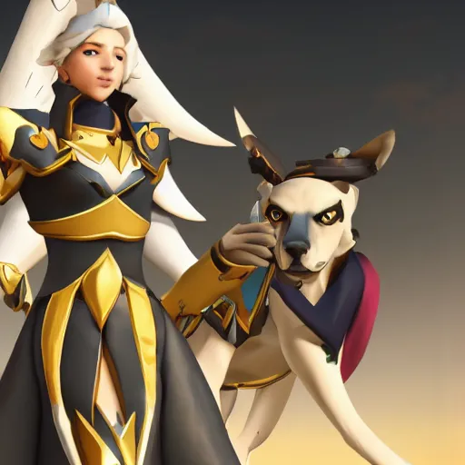 Prompt: mercy with pharaoh, in overwatch official style