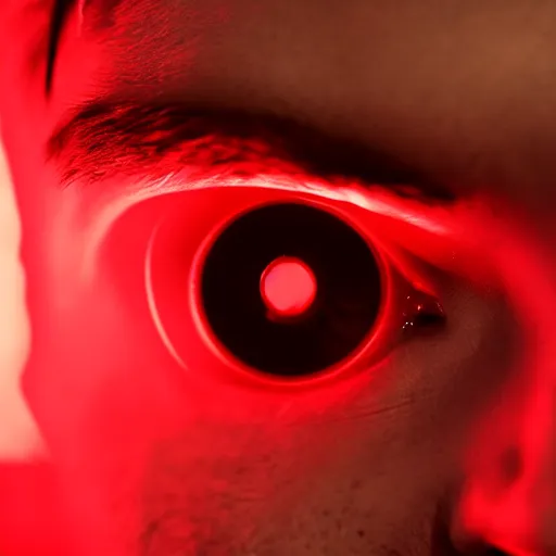 Image similar to a man with red glowing eyes