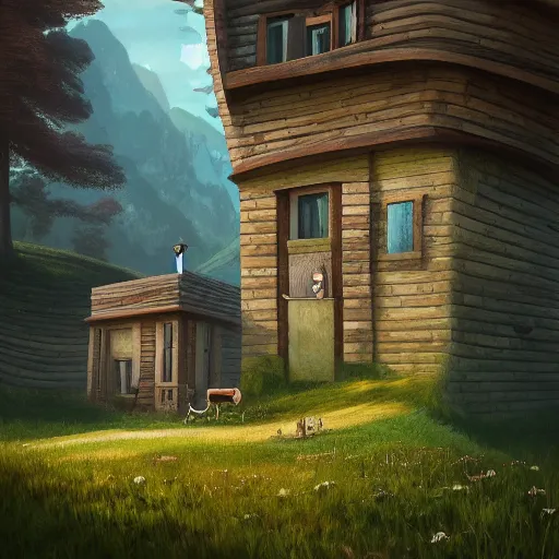 Image similar to an intriguing building in a beautiful landscape by gediminas pranckevicius