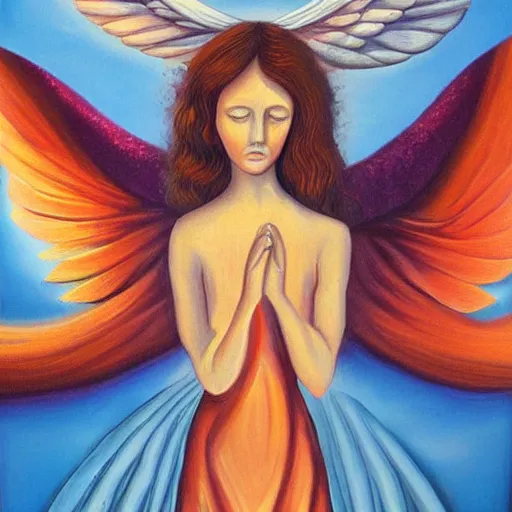 Image similar to biblically accurate angel, surrealist painting