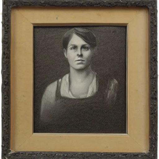 Prompt: charcoal portrait of a 1 9 th century working class girl