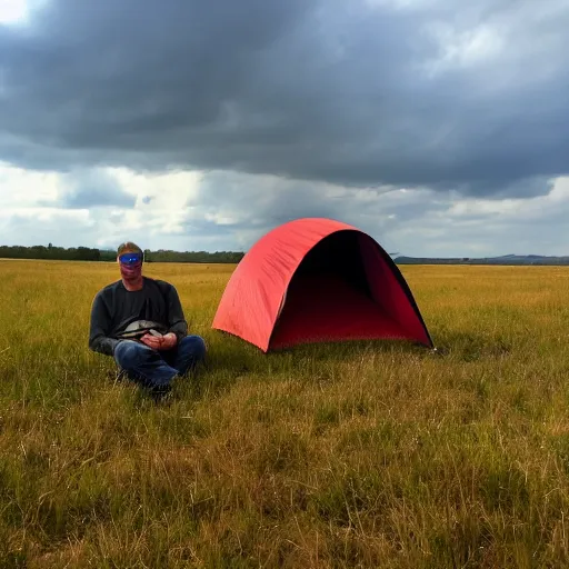 Image similar to steve wallis stealth camping on a big open field