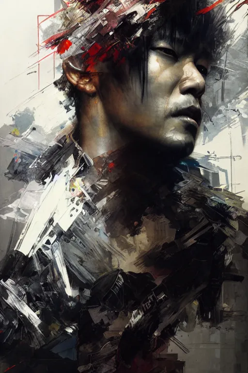 Image similar to gojo satoru, painting, collaborative artwork of greg ruthowski, yoji shinkawa, ruan jia, exquisitely high quality and detailed