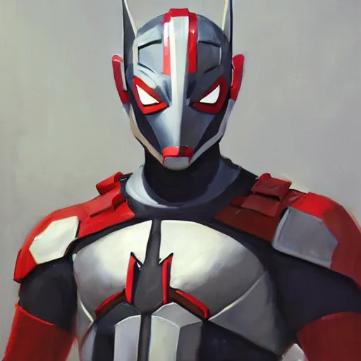 Image similar to greg manchess portrait painting of armored spiderman ultraman grey fox from metal gear cyborg gay japanese - american hybrid as overwatch character, medium shot, asymmetrical, profile picture, organic painting, sunny day, matte painting, bold shapes, hard edges, street art, trending on artstation, by huang guangjian and ail elvgren and sachin teng