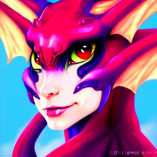 Prompt: a renessnace portrait of a beautiful anthropomorphic female dragon, accurate details, vibrant colours, concept art, trending on pixiv