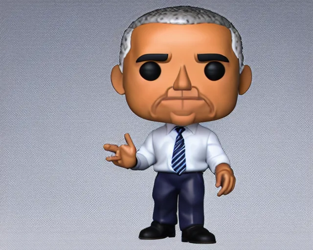 Image similar to full body 3d render of barack obama as a funko pop, studio lighting, white background, packaging, blender, trending on artstation, 8k, highly detailed