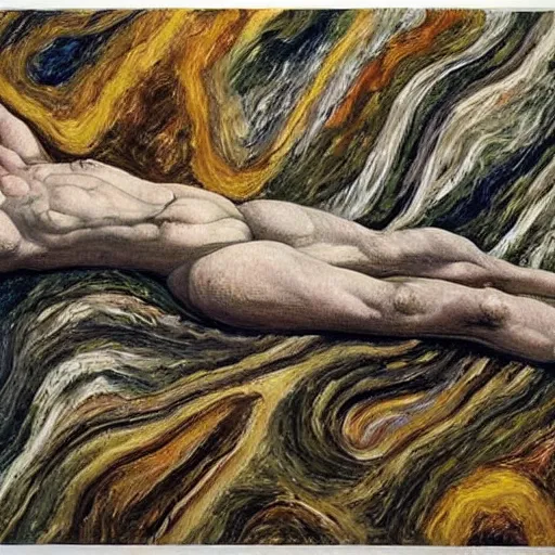 Image similar to origin of the universe, painted by lucian freud