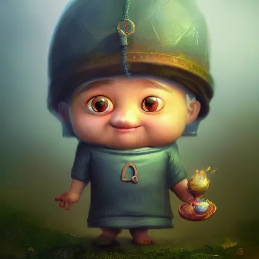 Image similar to super cute fantasy child mage 3D concept by Gediminas Pranckevicius style, foggy, glowing effect, beautiful detailed, chubby, face realistic, Game Art, hyper detailed, no background, Character Modeling, cartoon, cinematic, raytrace, Trend on artstation, C4D
