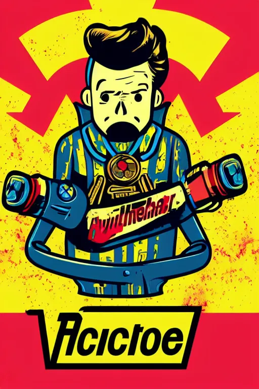 Image similar to fallout 7 6 retro futurist illustration art by butcher billy, sticker, colorful, illustration, highly detailed, simple, smooth and clean vector curves, no jagged lines, vector art, smooth andy warhol style